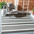 thumbnail image 6 of SAFAVIEH Beach House Henry Striped Indoor/Outdoor Area Rug, Light Grey/Charcoal, 8' x 8' Square, 6 of 7