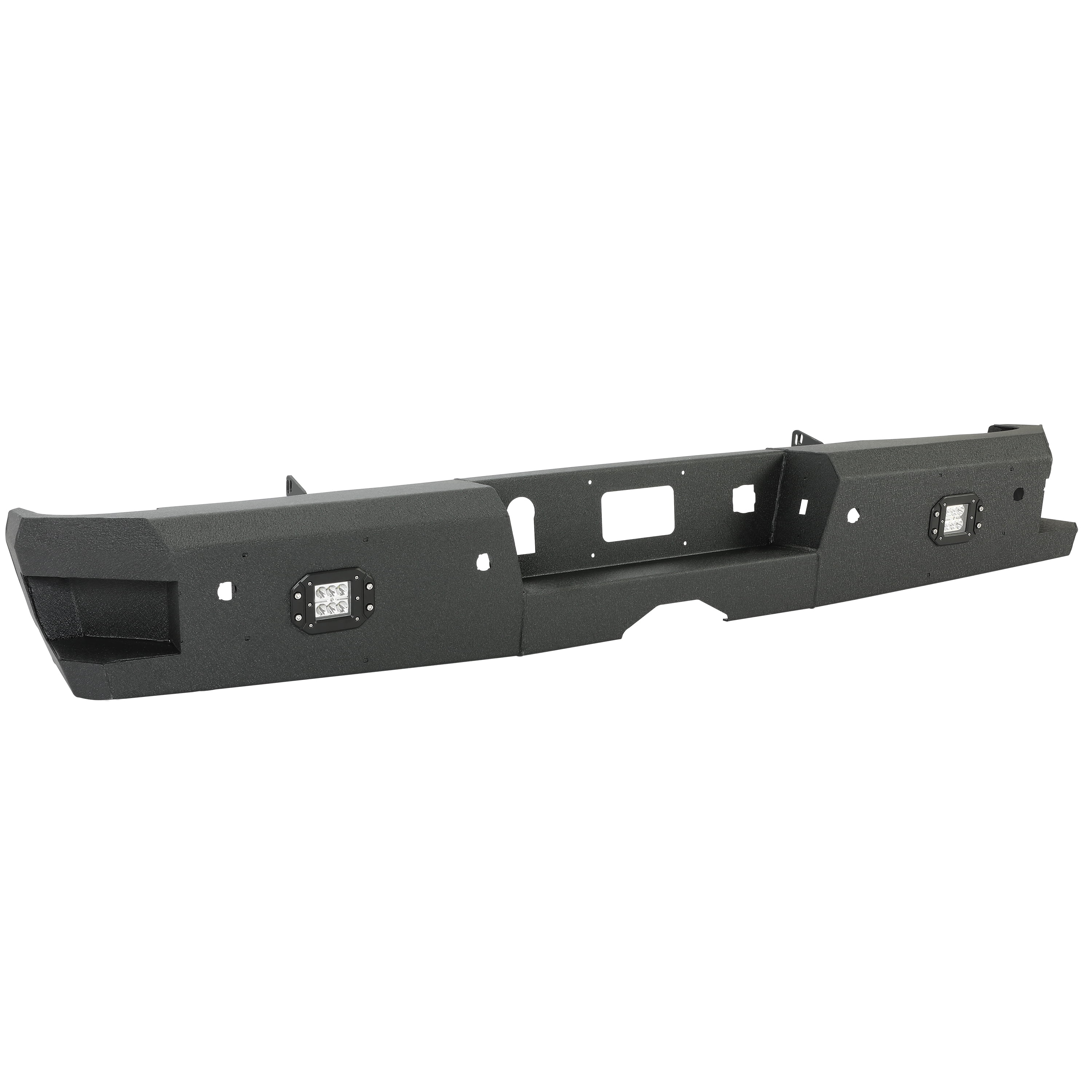 Kojem Off-Road Rear Bumper Heavy-duty Steel for 2014-2019 Chevy Silverado GMC Sierra 1500 2500 HD 3500 HD with 2 LED