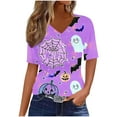 thumbnail image 2 of Jsaierl Halloween Shirts Women Funny Pumpkin Ghost Graphic Tees Loose Fit V-Neck T-shirt Short Sleeve Holiday Blouse Tops Halloween Gifts, 2 of 5