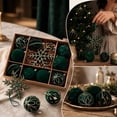 thumbnail image 4 of Dreisshy Christmas Balls Ornaments for Christmas Tree 10Pcs, Flocked Christmas Bulb Ornaments Set - Decorative Hanging Baubles, Shatterproof Christmas Decorations, Dark Green, 4 of 7