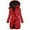Red, variant on Women's Long Winter Puffer Coats Hooded Zip Up Thickened Parka Down Jackets Trendy Fashion Warm Outerwear