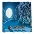 thumbnail image 3 of Ambesonne Christmas Shower Curtain, Santa Winter Forest, 69"Wx84"L, Navy Blue, 3 of 5