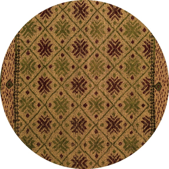 Ahgly Company Indoor Round Abstract Orange Modern Area Rugs, 5' Round