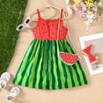 thumbnail image 7 of Kids Girls Sleeveless Casual Dress Toddler Watermelon Print Beach Holiday Party Dress Bag Set A-Line Sundress 18-24 Months, 7 of 7