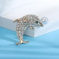thumbnail image 4 of Xinyolin Cute Dolphin Shape Brooch Sparkling Rhinestones Faux Pearl Decor Pin Shawl Scarf Hat Outfit Animal Badge Jewelry Gift, 4 of 7