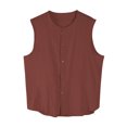 thumbnail image 2 of Styesk Débardeurs Hommes Hommes Décontracté Exercice Col Rond Sans Manches Cardigan Boutonné Débardeur, 2 of 4