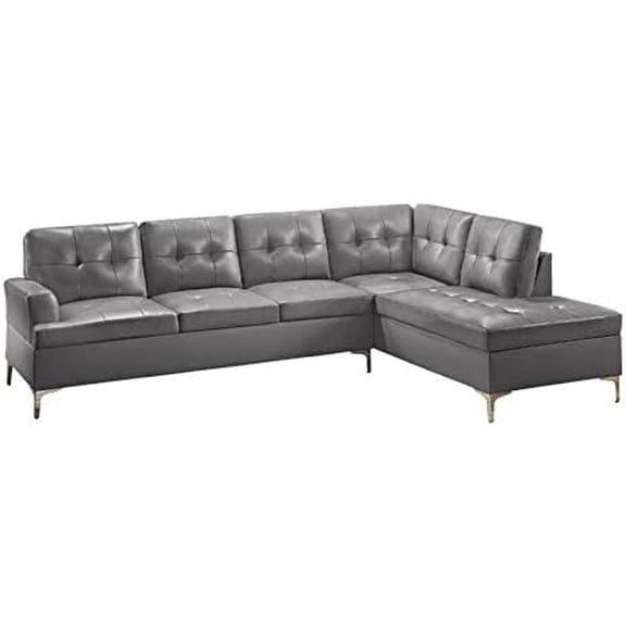 Lexicon Barrington Faux Leather Sectional Sofa in Gray
