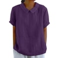 thumbnail image 2 of Linen T Shirts For Women Gauze Tunic Tops For Women Summer Blouses For Women Peasant Blouse Gauze Shirts For Women Loose Fit Tee Shirt Women Lightweight Linen Blouses For Women Purple M, 2 of 8