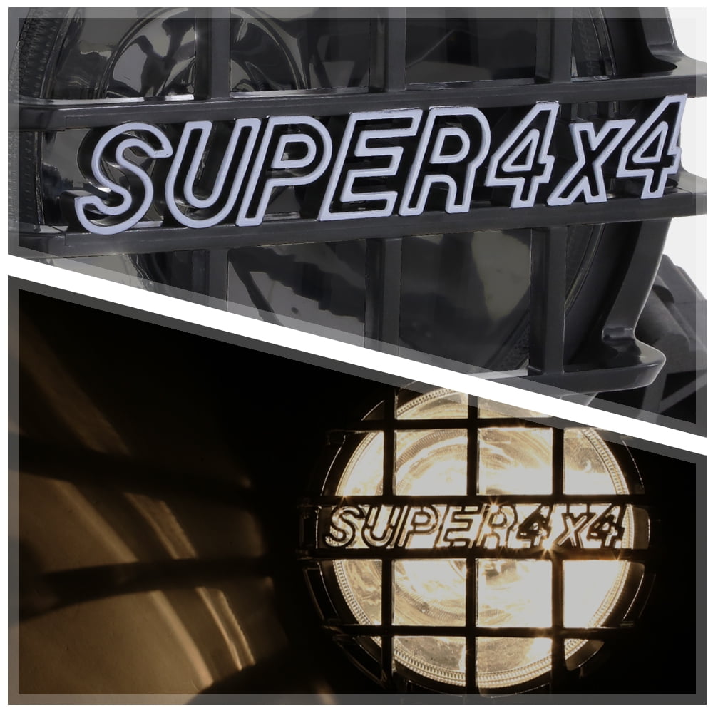 DNA Motoring 6" Round Black Stone Guard Smoked Fog Light Pair off-Road Super 4X4 Work Lamp w/Wiring+Switch