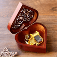 thumbnail image 3 of F-Heart Shape Vintage Wood Carved Mechanism Musical Box Wind Up Music Box, Christmas/Birthday/Valentine's Day, 3 of 7
