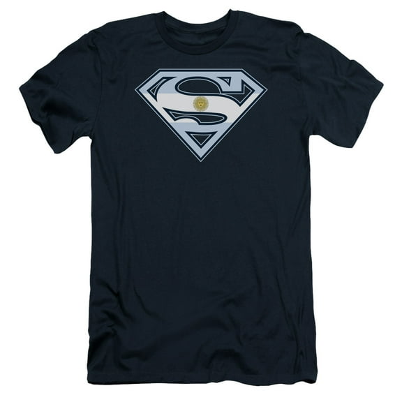 Superman Argentinian Shield Adult 30/1 T-Shirt Navy