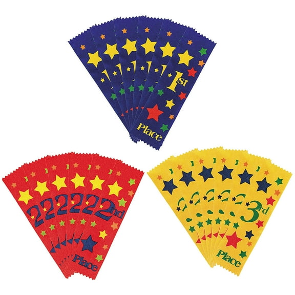 Fun Express 1st to 3rd Place Multicolor Satin Award Ribbons – 36 Pc.