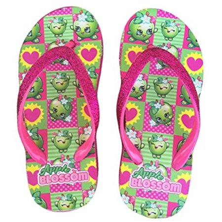 Shopkins Little Girls Wedge Flip Flop Sandals (Small (11/12), Apple Blossom)