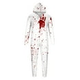 thumbnail image 4 of CLOISE Halloween Pajamas Family Set Bloodstain Onesie Halloween Pajamas for Men Hooded Zip Sleepwear Comfy Long Sleeve Homewear Cute Halloween Gifts in November Festival Clothes White XL, 4 of 5