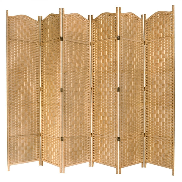 MyGift Freestanding Bamboo Woven Textured 6 Panel Room Divider Folding