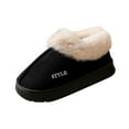 thumbnail image 2 of SYMSHOES Womens Black Winter Warm Casual Shoes - Faux Faux Fur Collar Anti-Slip Flock Upper Stylish Embroidery Indoor Outdoor Footwear,Size 40, 2 of 4