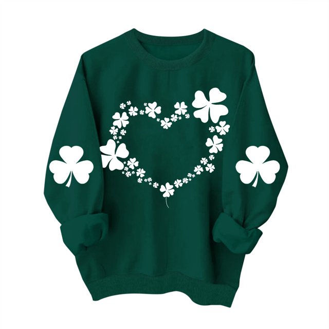 FAIWAD Chandails en Molleton pour Femmes de la Saint-Patrick Manches Longues Col Rond Épaule Tombante Pull Ample