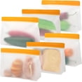 thumbnail image 1 of Paquete de 6 bolsas reutilizables para sándwich sin BPA, bolsas de almacenamiento reutilizables de pie, bolsas reutilizables para congelador para aperitivos de cereales, frutas y carne, 1 of 5