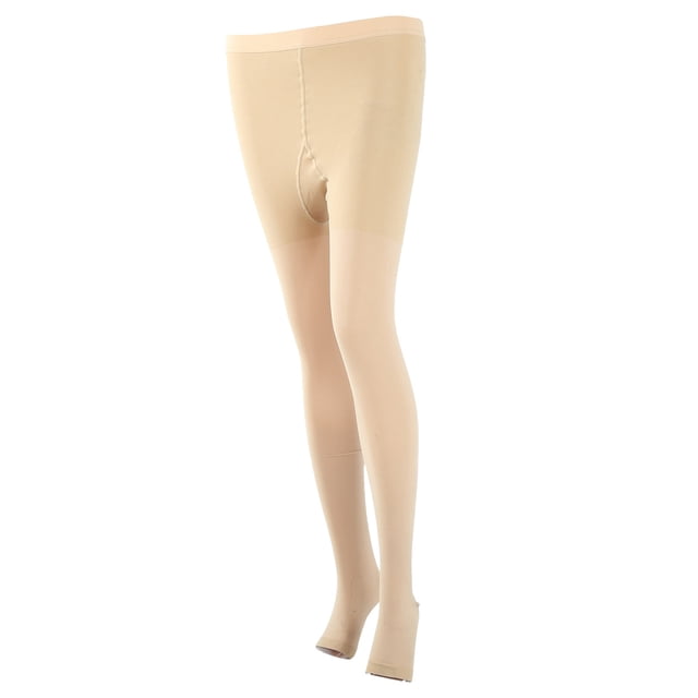 Compression Stockings, Soft Elastic Breathable Polyurethane Thigh High Compression Stockings, for Blood Circulation Pain Relief Legs Breathe Open Toe Pantyhose Skin Color M