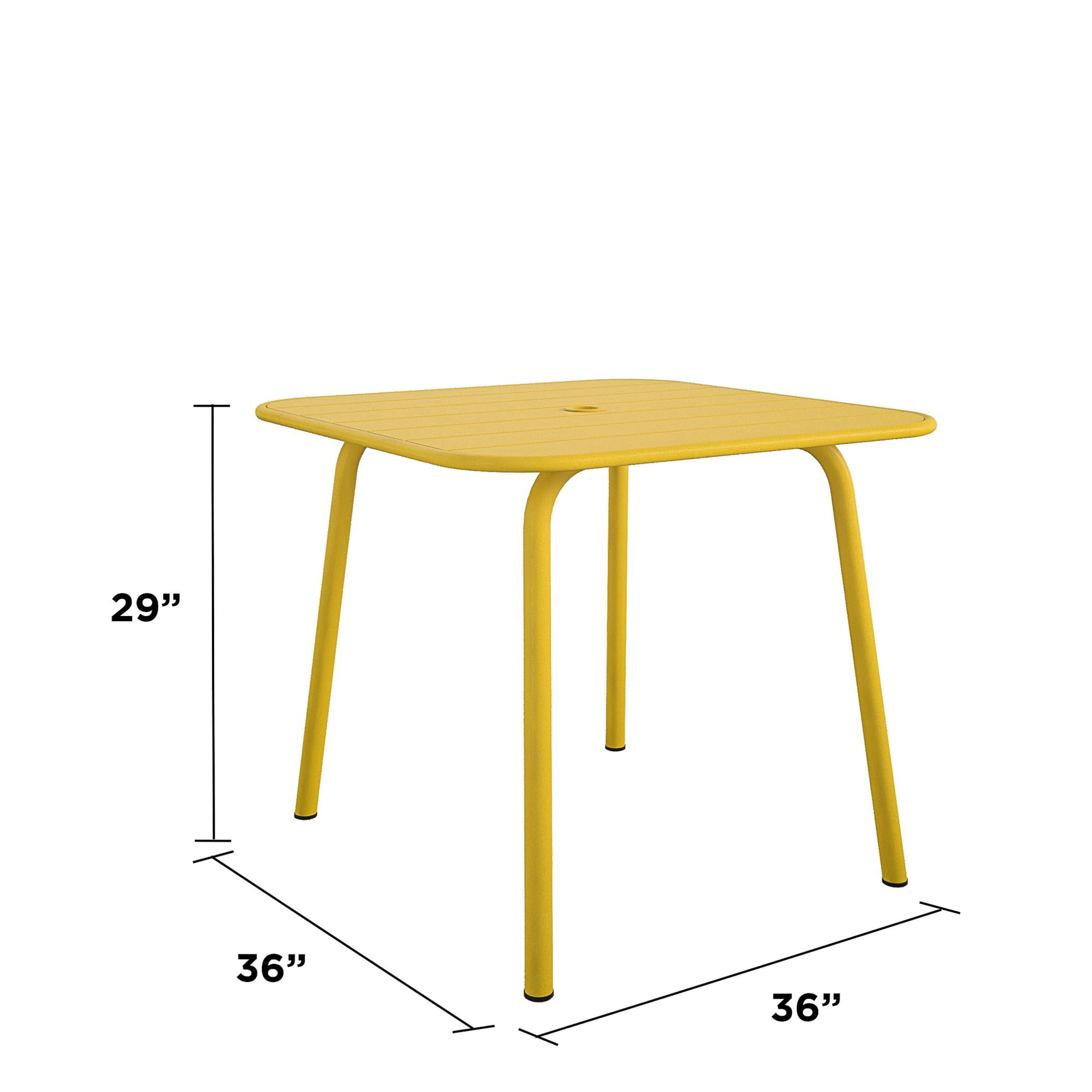 Novogratz Poolside Gossip Collection, June Outdoor/Indoor Square Dining Table, Yellow