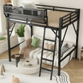 thumbnail image 2 of Full Size Loft Bed with Ladder, Metal Loft Bed with Storage Shelves, High Loft Bed for Kids Teens, Black, 2 of 10
