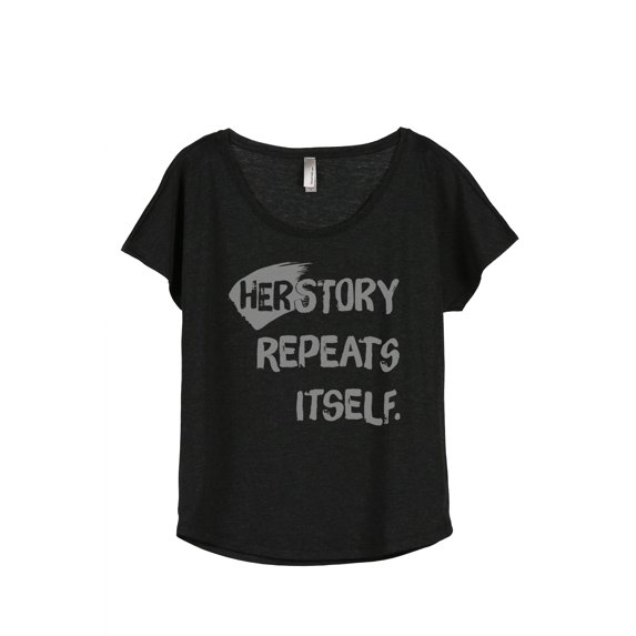 Thread Tank HerStory Repeats Itself Women's Fashion Relaxed Slouchy Dolman T-Shirt Tee Heather Black Small
