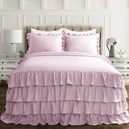 Queen 3pc Allison Ruffle Skirt Bedspread Set Lavender - Lush Décor