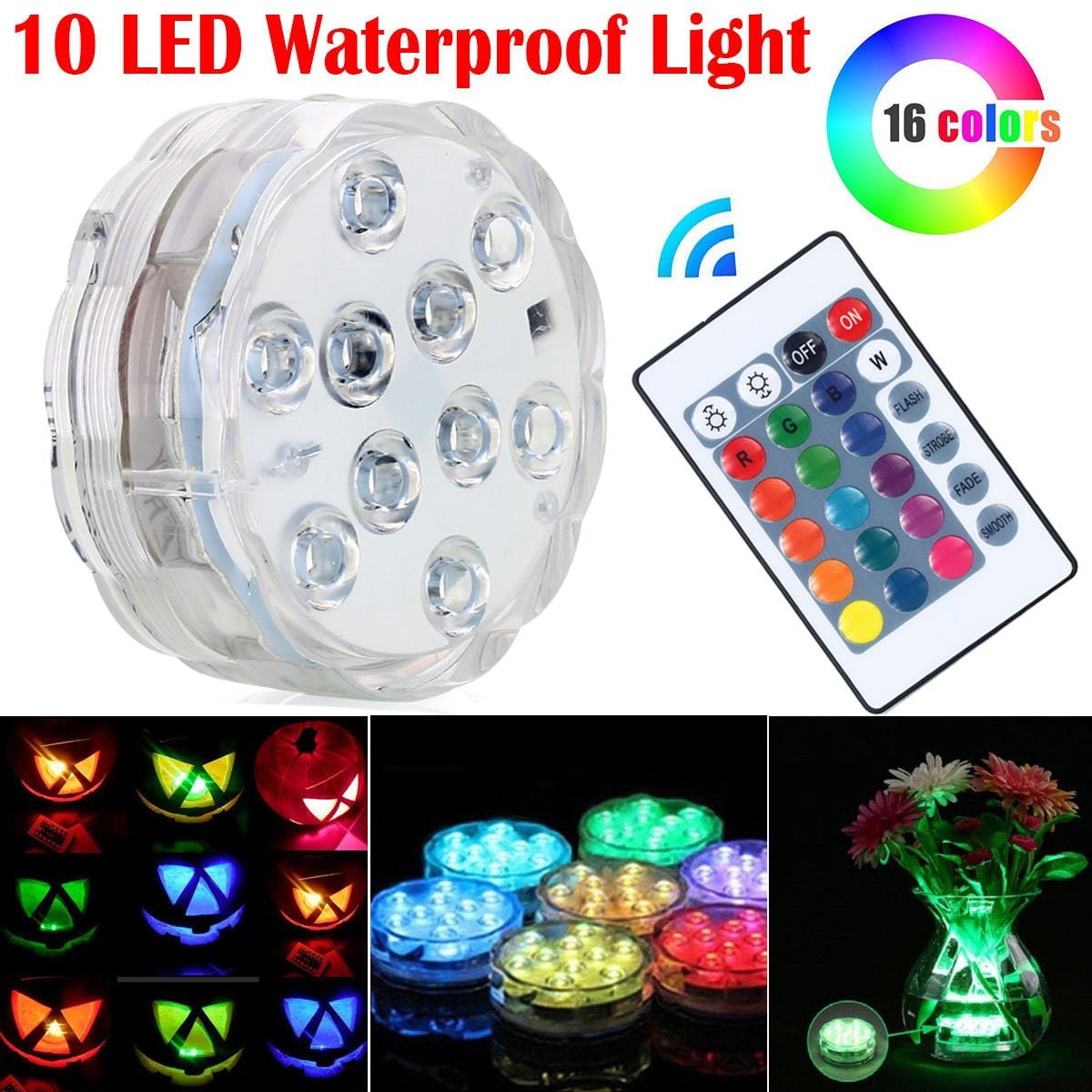 Details about   2-10 Pack 10 LED submersible Waterproof Wedding Party Vase Base RGB Light Remote 