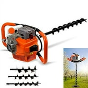 Miumaeov 71cc 2-Stroke Gas Powered Post Hole Digger Borer Ground Fence Drill Single Cylinder Drill + 4" 6" 8" Bits (71CC)