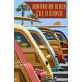 thumbnail image 2 of Art.com Huntington Beach, California - Woodies Lined Up Art Print by Lantern Press, 24" x 36", 2 of 4