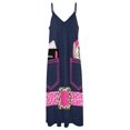 thumbnail image 6 of Pink Leopard Print Belt Denim Pockets Sleeveless Suspender Dress Summer Fashion Casual Long Dress, 6 of 9