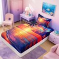 thumbnail image 5 of Manfei Tropical Beach Sunset Twin Sheet Sets for Kids Boys and Girls, Coastal Ocean Print Bedding 3 Pieces, 1 Flat Sheet, 1 Fitted Sheet and 1 Pillowcase, 5 of 6