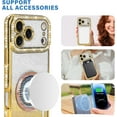 thumbnail image 2 of Compatible with iPhone 17 Pro Max Magnetic Glitter Case Compatible with Magsafe Luxury Bling Rhinestone Case with Logo View Plating Sparkle Diamond Camera Lens Protection for Women Girls, 2 of 6