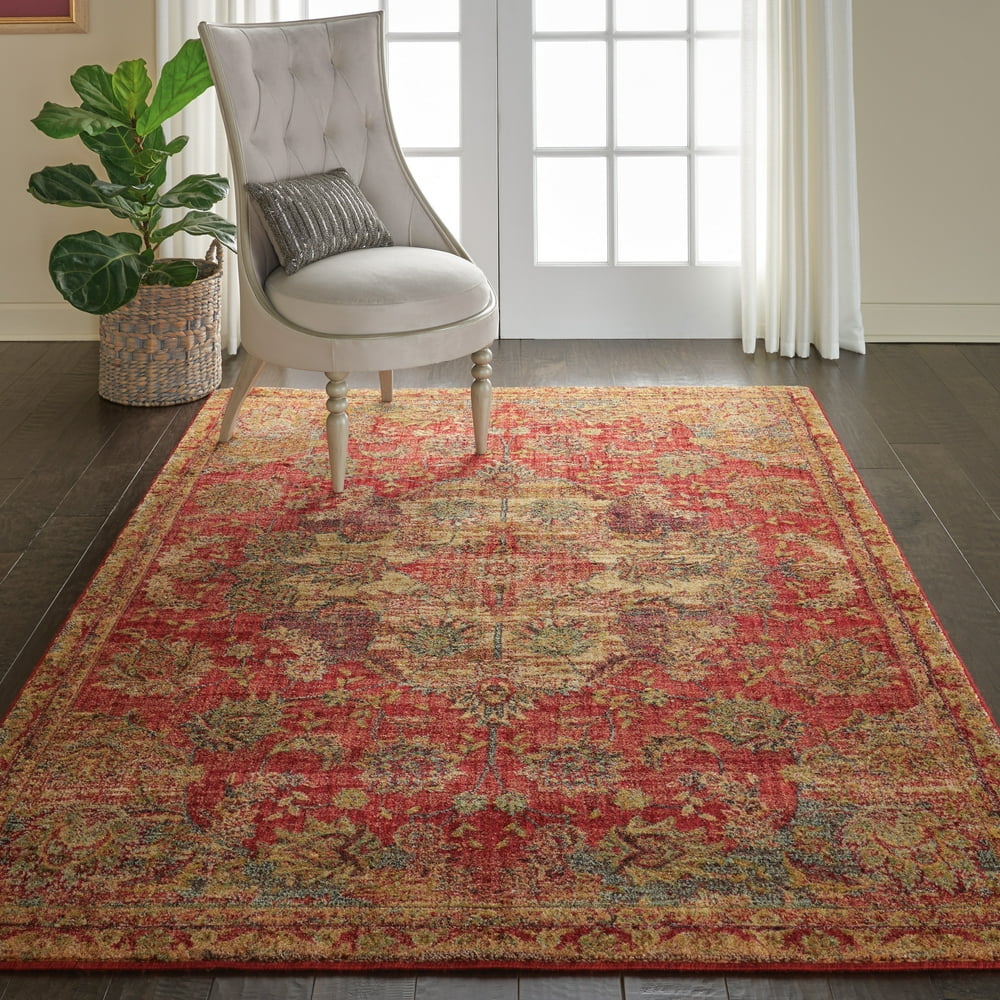 Nourison Vintage Tradition Persian Center Medallion Red Area Rug