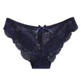 thumbnail image 1 of WTXUE Intimates | Waist Comfortable Hollow Ruffle Womens Low Bow Lace Underwear | 1 Piece Dark Blue M, 1 of 6
