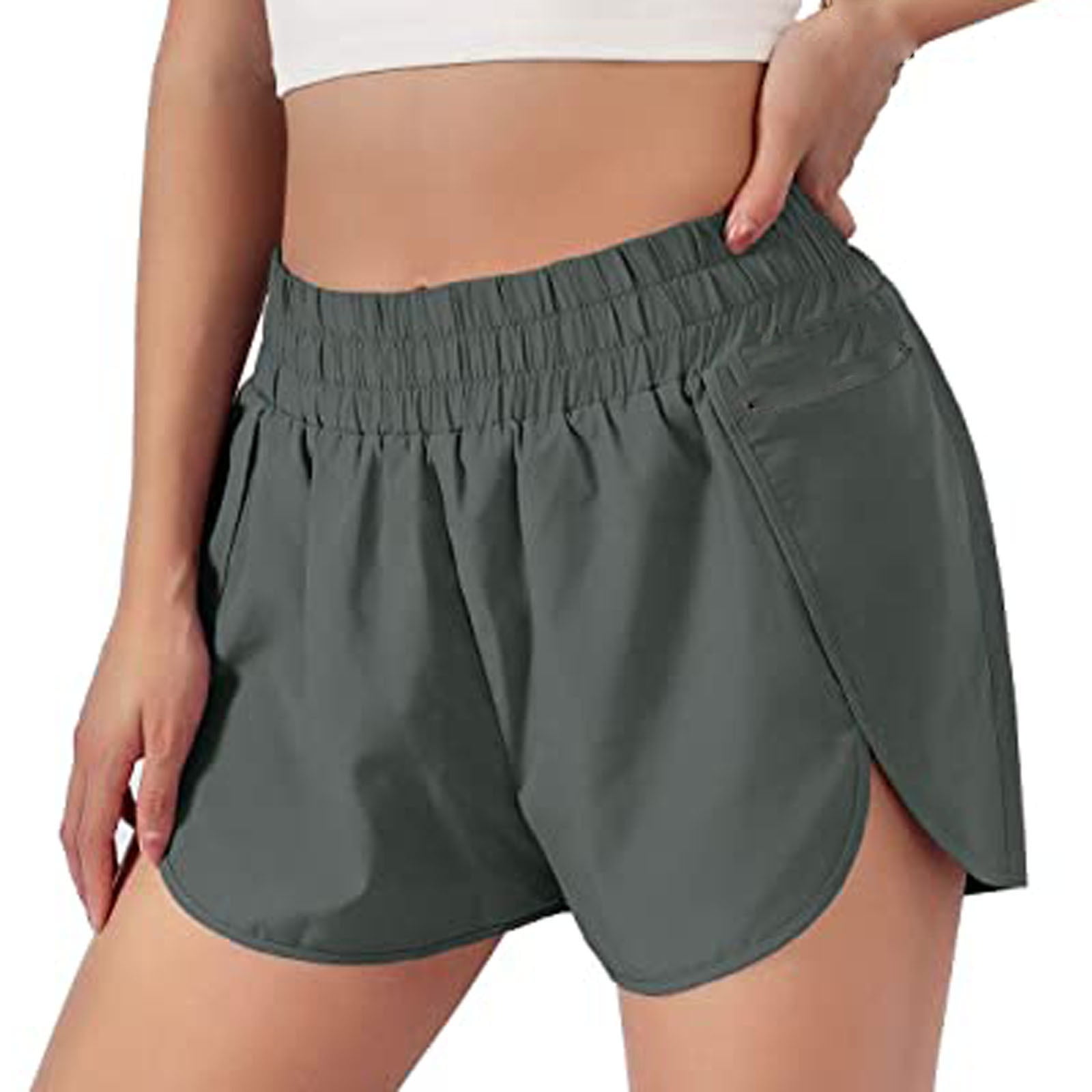 qucoqpe Women's High Waist Out Pocket Yoga Shorts Tummy Control Workout  Shorts Running Athletic Non See-Through Active Shorts on Clearance -  Walmart.com