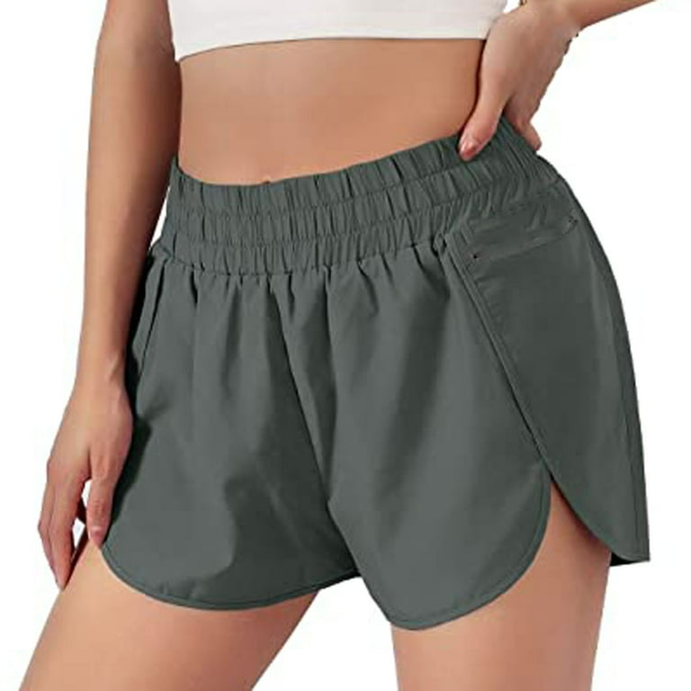 QENGING Clearance Women's Short Solid Gym Shorts Elastic Waist Workout  Pocket Biker Shorts Deals 