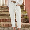 thumbnail image 2 of JJHGVB Linen Pants Women Petite Pants Women's Spring/summer Breasted Cotton/linen Loose Casual Pants Baggy Pants Womens Casual Pants White 3XL, 2 of 9