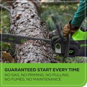 Greenworks 80V 16 Brushless (2.0 kw) Chainsaw (Gen 2), 2.5Ah Battery and 2A Charger