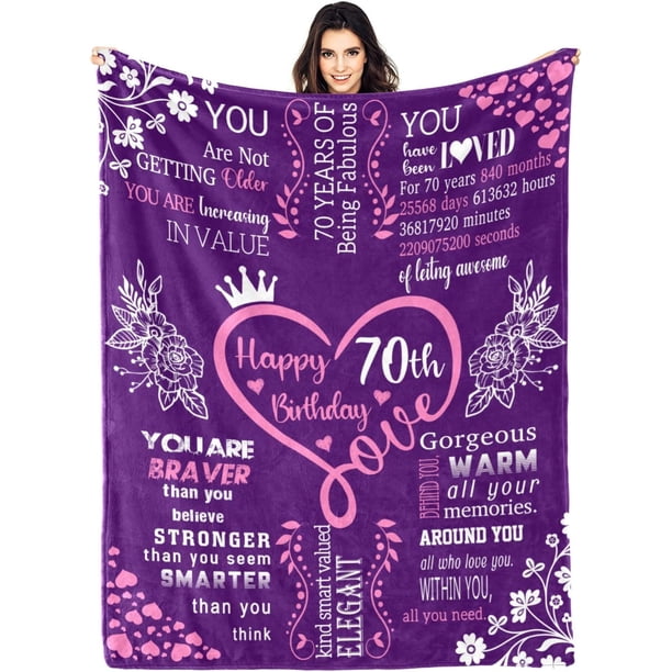 LHSHID Happy 60th Birthday Gifts Blanket for Women Her Wife Sister Mom Friends Grandmother Coworker Boss 60th Birthday Blankets Throw 60th Birthday Gift Ideas Gifts for 60th Birthday 60x80in