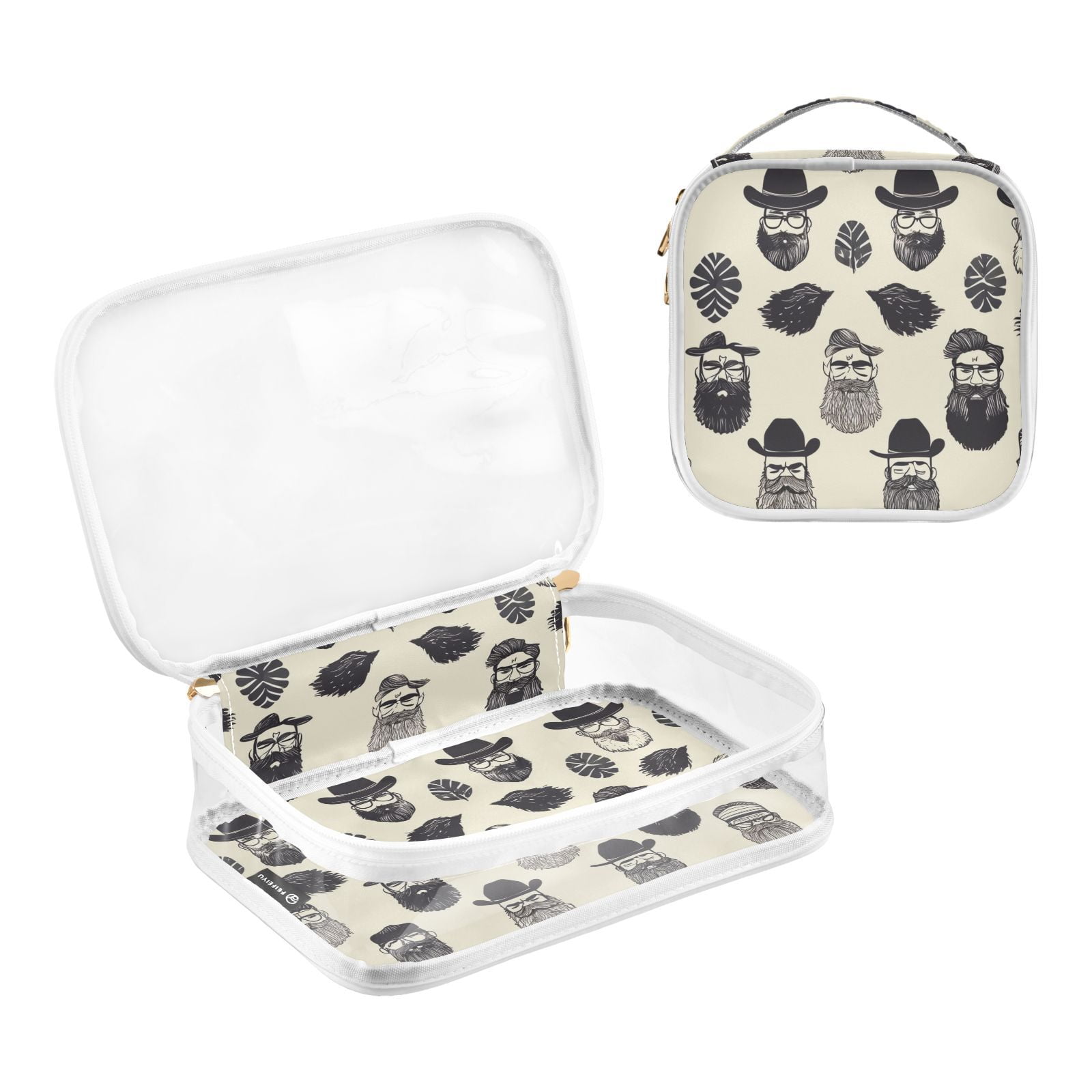 Clear Makeup Bags with Handle Large Opening 2 Pack Set Toiletry Bag Quart Size Bag, for Women Man Traveling Travel Essentials, Toiletries and Other. Beard Salon Male