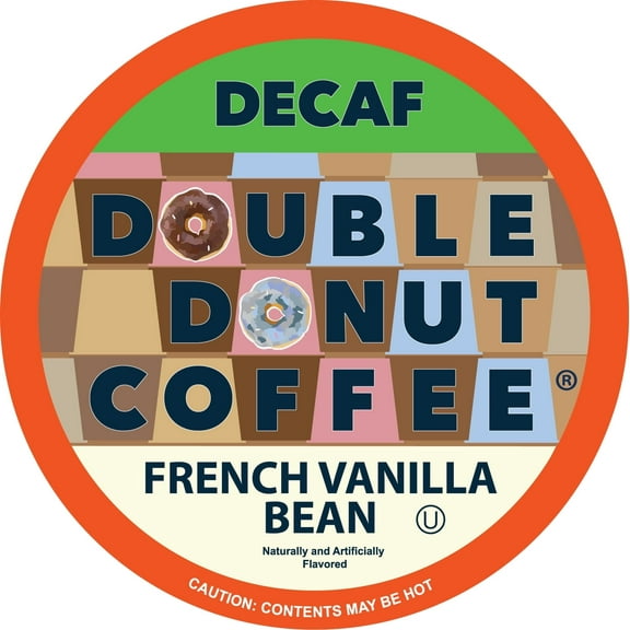 Double Donut Vanilla Bean Decaf Coffee Pods, Medium Roast, 24 Count for Keurig K-Cup Machines