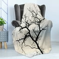 thumbnail image 4 of Forest Soft Flannel Fleece Throw Blanket, Fall Tree Black Branches Art Print Black and White Themed Silhouette Illustration, Cozy Plush for Indoor and Outdoor Use, 50" x 70", Grey Black, by Ambesonne, 4 of 5