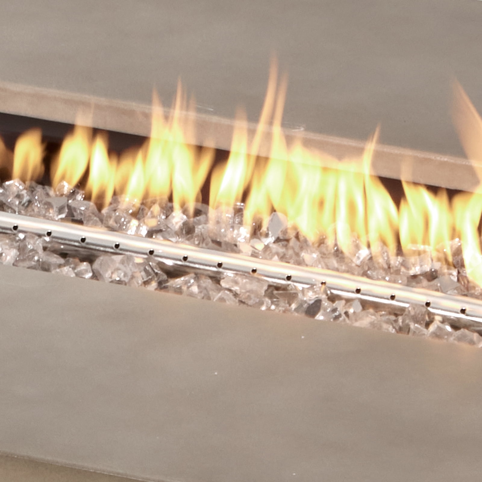 VENTOPYR Outdoor Rectangular Propane Fire Pit Table, Terrazzo Gray Concrete Finish, 50,000 BTU Stainless Steel Burner with Glass Wind Guard, Rain Cover