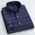 thumbnail image 2 of Camisa de cuello vuelto para hombre Camisa a cuadros de manga larga con botones de moda informal con bolsillo para el trabajo, 2 of 5