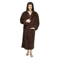 thumbnail image 1 of Men's Hooded Fleece Plush Robe Turkish Bathrobe, Brown, S/M, 1 of 2