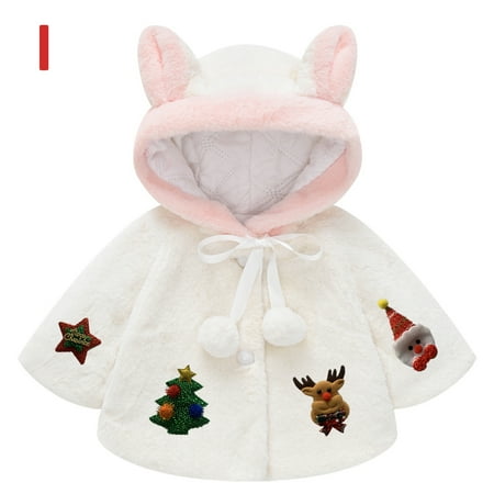 

Verugu Toddler Baby Girls Boys Winter Coat Thicken Warm Jackets Baby Hooded Snow Outwear Coat Kids Solid Color Plush Cute Rabbit Ears Winter Hoodie Thick Coat Cloak White 2-3 Years