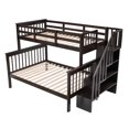 thumbnail image 3 of imerelez Stairway Twin-Over-Full Bunk Bed with Storage and Guard Rail for Bedroom, Espresso color, 3 of 9