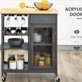 thumbnail image 5 of Storage Kitchen Island | Organize Drinkware, Display Wine | Bamboo - like Top, Easy Mobility | For Tight Spaces, 5 of 5