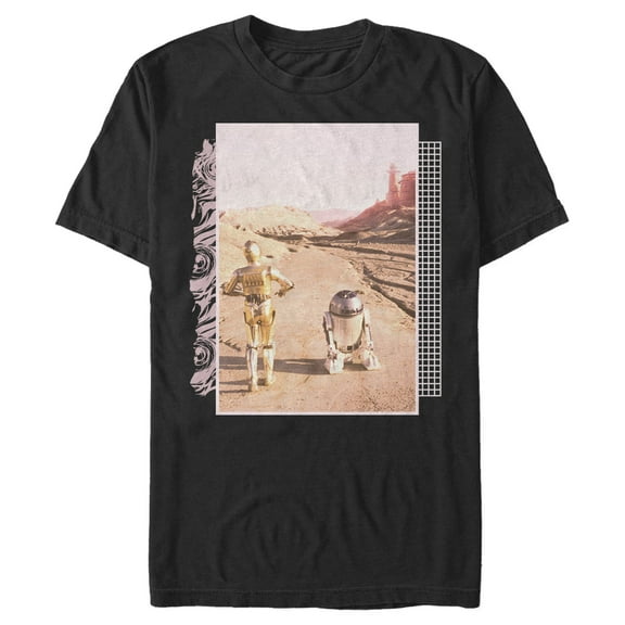 Men's Star Wars C-3PO and R2-D2 Desert Walk Graphic Tee Black 3X Large